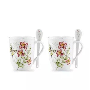 Lenox Butterfly Meadow‎ Mugs with Stirrers, Set of 2